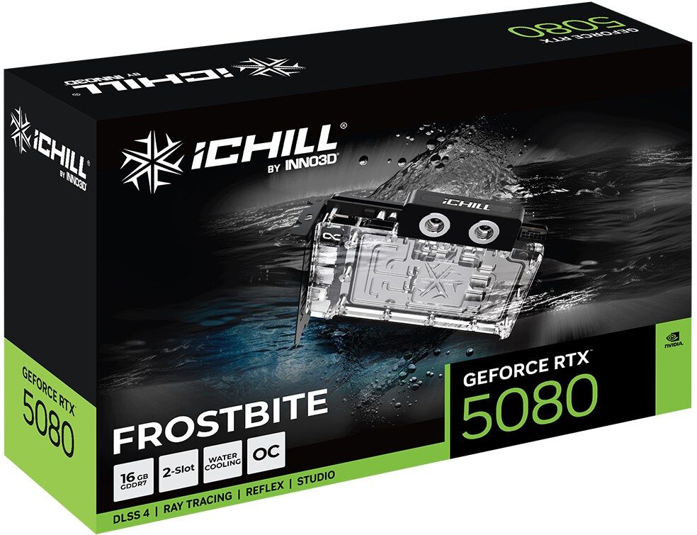 Inno3D iChill GeForce RTX 5080 FROSTBITE NVIDIA 16 GB GDDR7 Waterblock Graphics Card