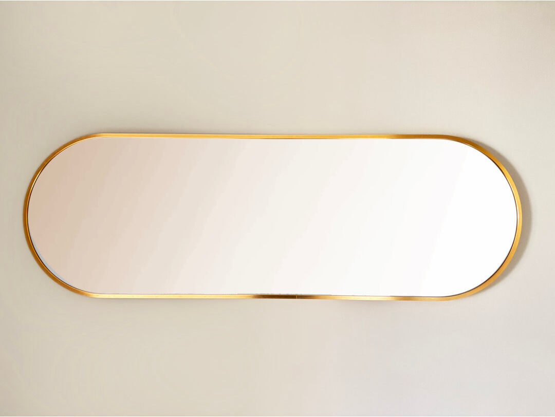 Metro Decourcey Oval Wall Mirror Gold 120cm H X 40cm W X 3cm D