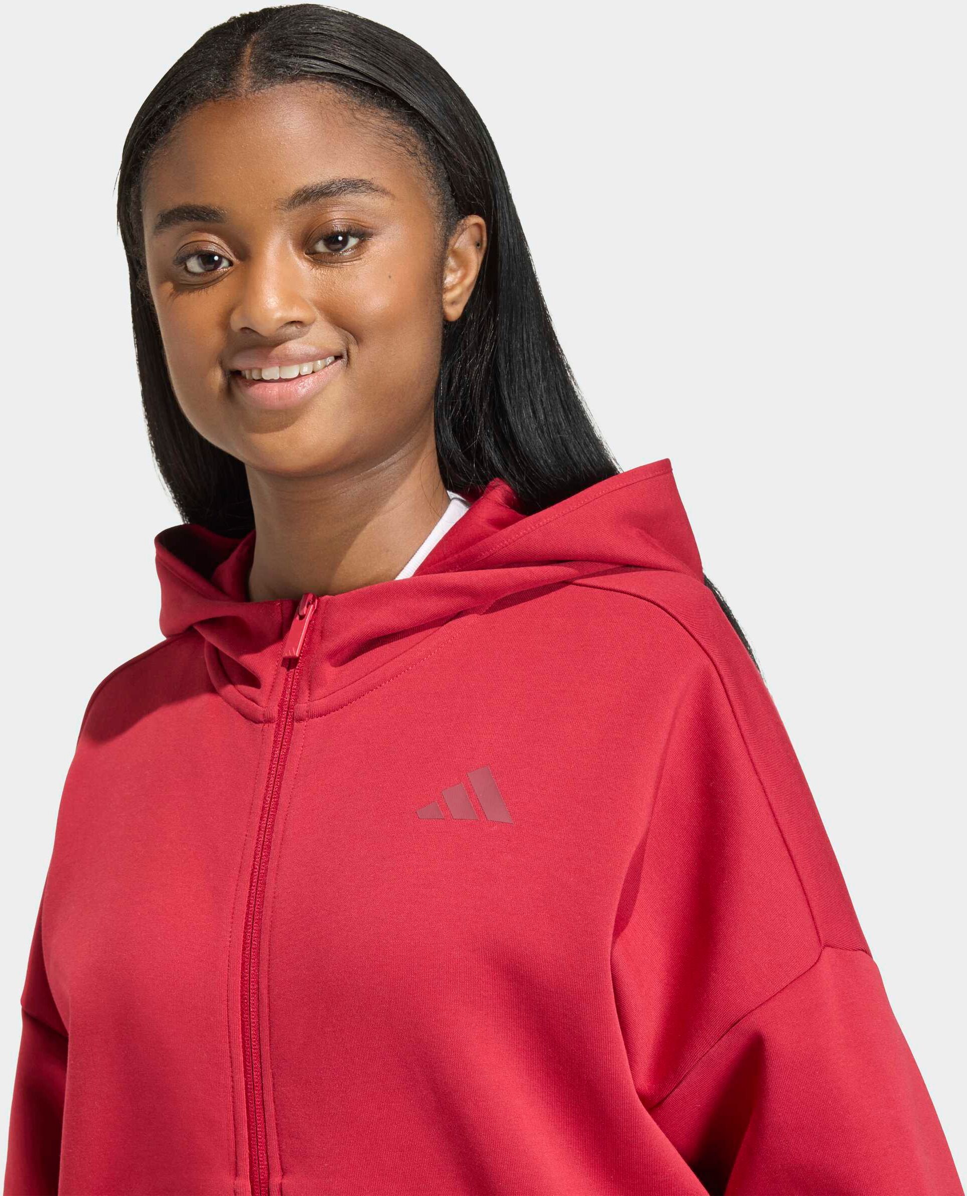 Kapuzensweatshirt ADIDAS SPORTSWEAR "FUTURE ICONS SMALL LOGO FULL-ZIP", Damen, Gr. S, rot (active maroon), Obermaterial: 68% Baumwolle, 32% Polyester, normal, Rundhals, angesetztes Bündchen, Sweatshirts Kapuzensweatshirt, mit Reissverschluss active maroon