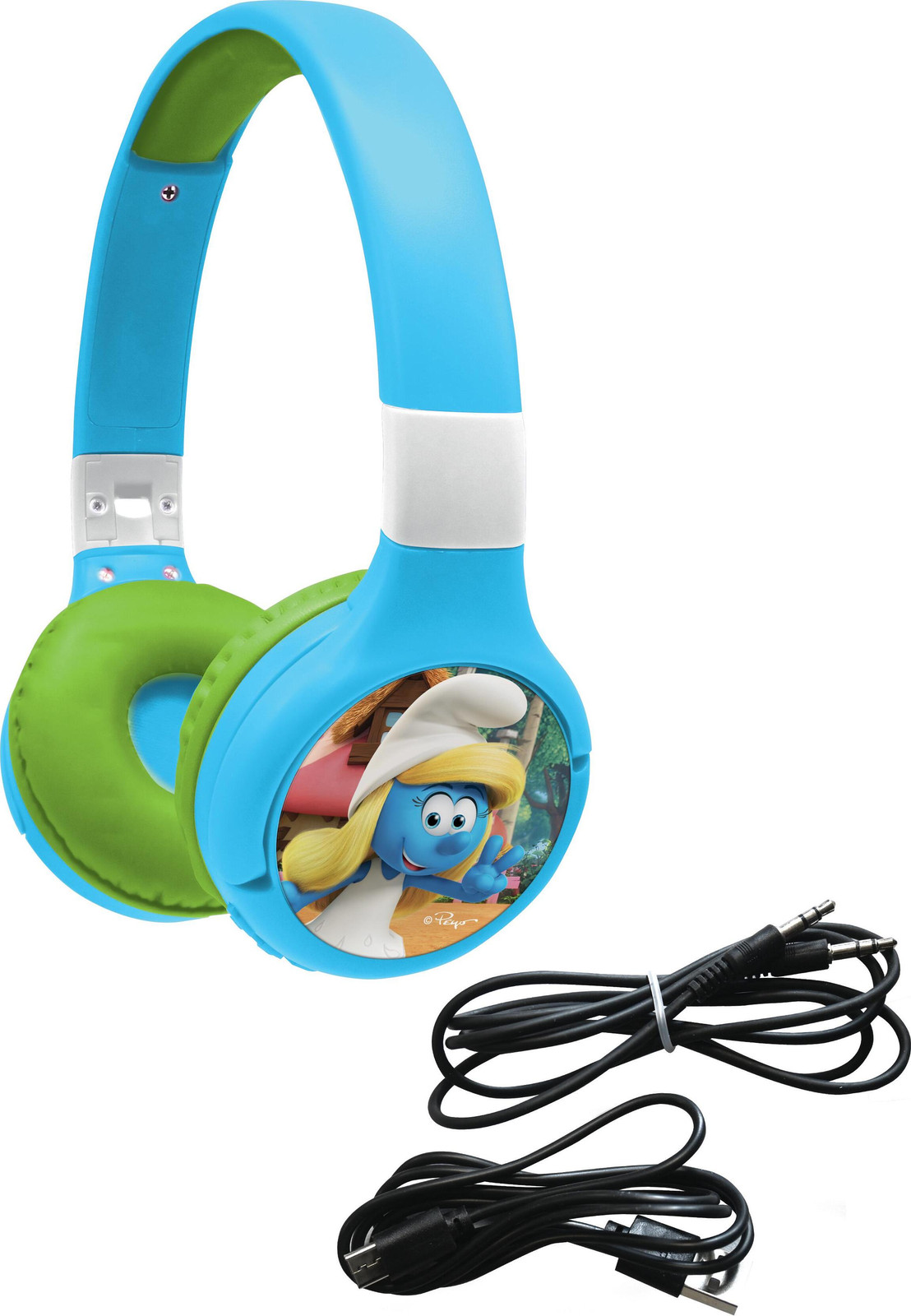 Lexibook De Smurfen 2-in-1 Bluetooth en bedrade hoofdtelefoon, opvouwbaar, met volumebegrenzing