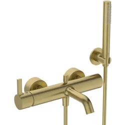 Ideal Standard Joy Wannenarmatur BC787A2 mit Brause-Set, Brushed Gold