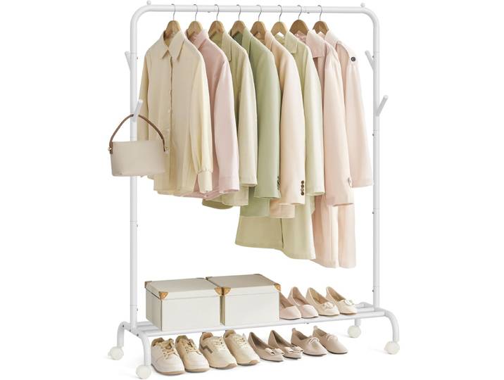 Kleiderständer Rollen 50kg weiss Stahl