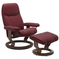 Stressless Sessel mit Hocker Consul Classic Leder Rot Batick Bordeaux L (Large)