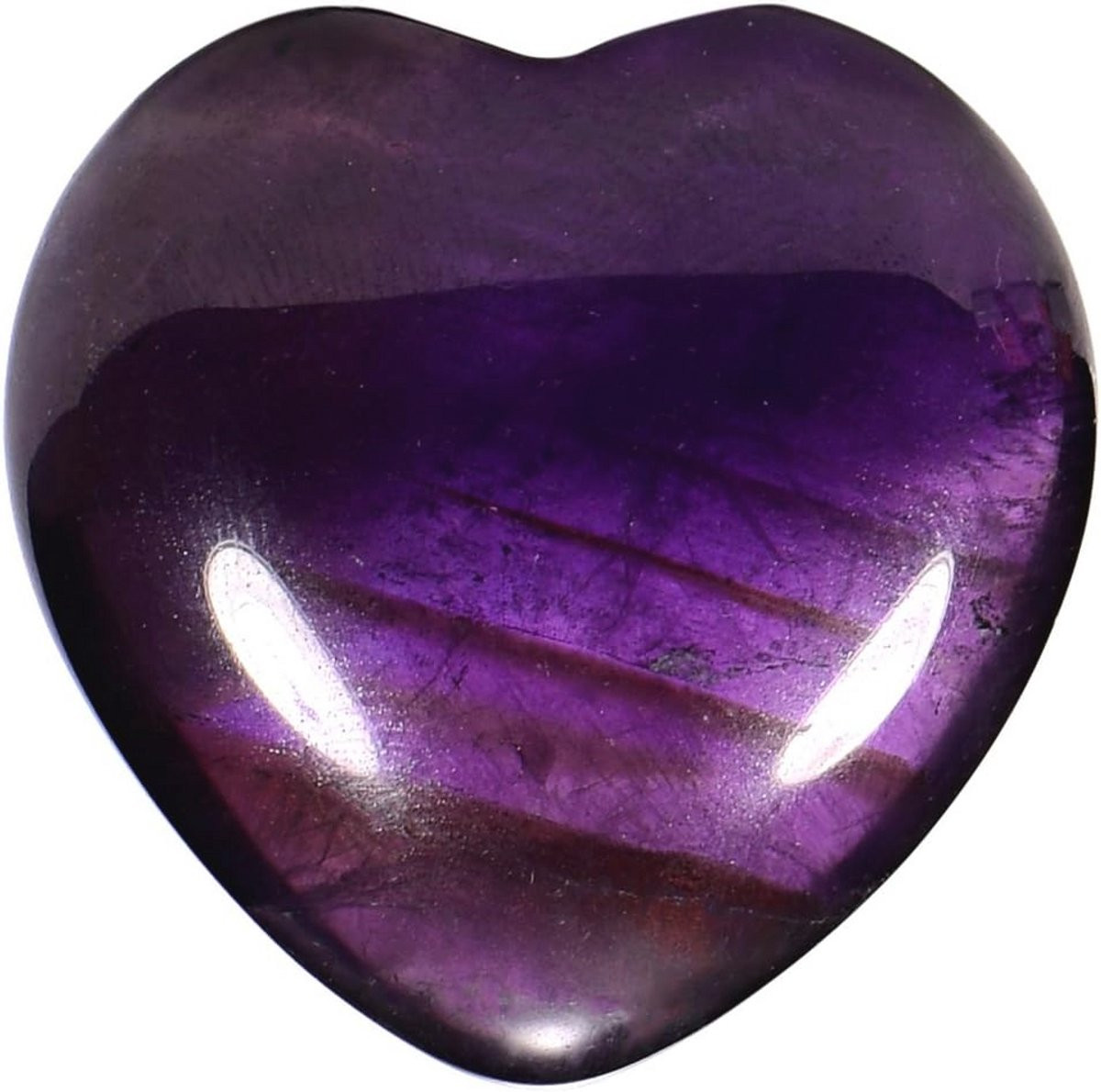 Gemstone Heart Lucky Charm met 3 cm edelsteen in fluwelen zakje