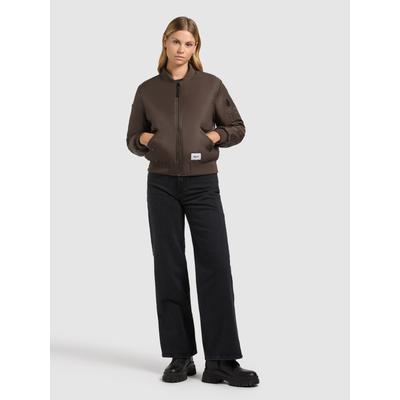 Bomberjacke KHUJO "KASIA", Damen, Gr. S, braun (potter braun), Twill, 100% Nylon, unifarben, regular fit hüftlang, eingesetzt Rippbündchen, Jacken Bomberjacke