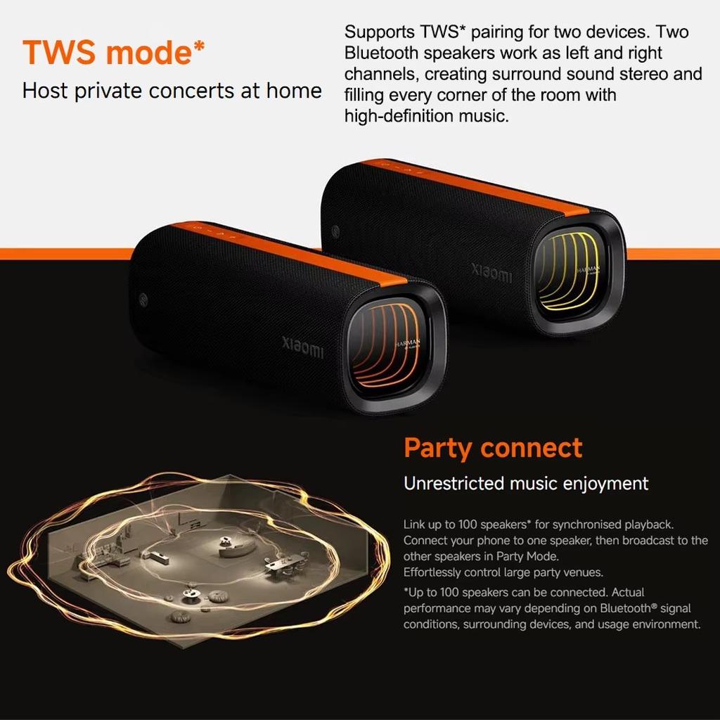 Sound Party - MDZ-39-DB Tragbarer Bluetooth-Lautsprecher - 50 W Stereoklang - 26 Stunden Akkulaufzeit - IP67 - TWS - Schwarz
