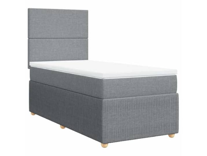 Makastle Boxspringbett mit Matratze Hellgrau 90x190 cm Höhenverstellbares Kopfteil