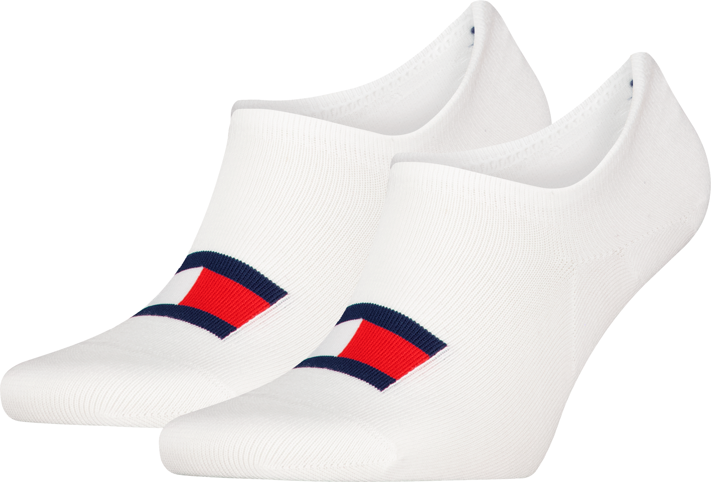 Füsslinge TOMMY HILFIGER "TH UNI TJ FOOTIE 2P FLAG", Damen, Gr. 43-46, weiss (weiß), Baumwollmischung, Socken Füsslinge, Mit grossem Flag-Label vorn weiß 43-46