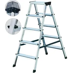 Doppelleiter Krause Dopplo 2x7 Stufen beidseitig besteigbare Trittleiter
