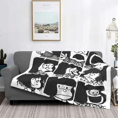Uplift Picks Love Mafalda Soft Flannel Fleece Cartoon Throw Blanket 11 125x150 Cm
