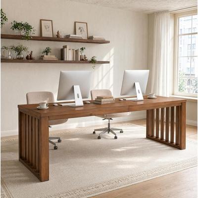 Bluebell 78.7-Inch Long Two Person Desk, Farmhouse Solid Wood Office Desk