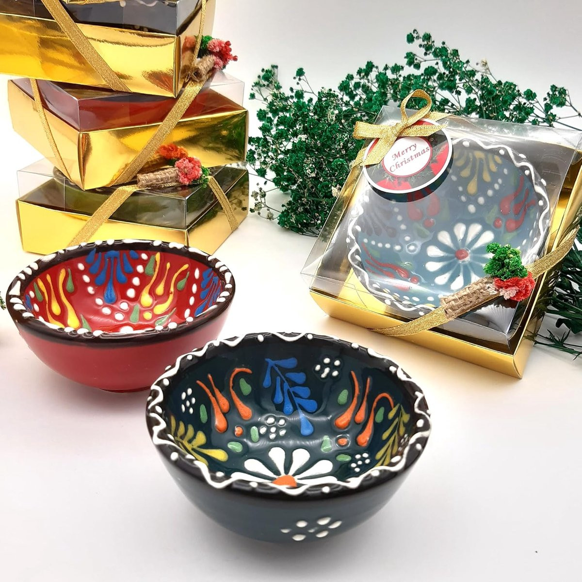 Set van 150 handgemaakte keramische kommetjes in multicolor voor bruiloften en feestelijke decoratie