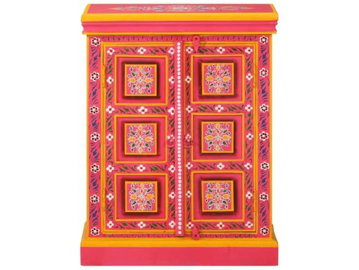 PUGYNBK Kommode, Massivholz, Griff, Schrank mit Ablage Handbemalt, Retro-Stil, 2 Riegel, montiert, Dekoration für Wohnzimmer