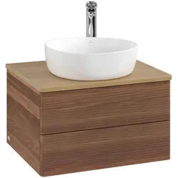 Villeroy & Boch Waschbeckenunterschrank Antao K18_5, Eckig Warm Walnut, 600x360x500mm, mittige Wanneneinbauposition
