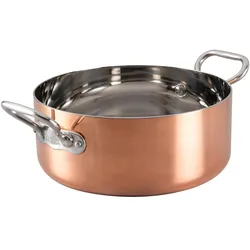 Pentole Agnelli, Kupfer 4Ply Induktionskasserolle niedrig, 2 Griffe, 28 cm, COTE106CIT28