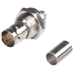 HICON BNC Crimp-Einbaubuchse, Masse isoliert, Gewinde 1/2"", nickelfarben