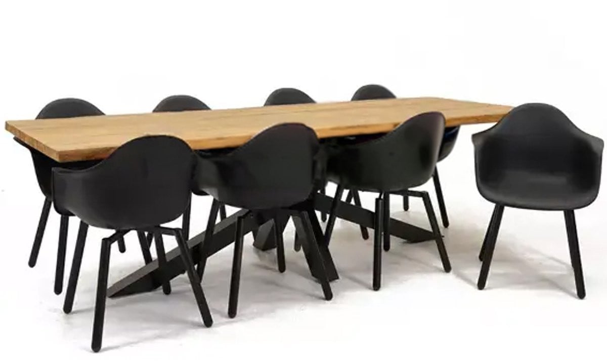 Spectral tafel met Montreux tuinstoel zwart/zwart, 260 cm