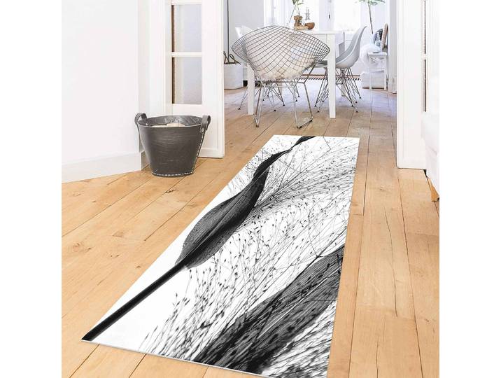 Vinylteppich Zartes Schilf 300 x 100cm Schwarz/Weiß