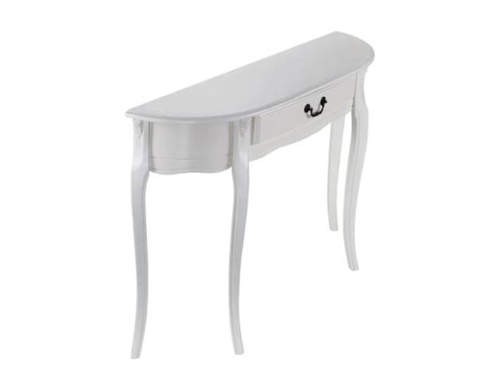 LEUBDIBR Massivholz Konsole Tisch halbmondförmig, Eingangstisch für Flur Massivgummiholz, schmaler Halbmond-Look, handgeschnitzt Retro, Schubladen Stauraum Flurkonsole Tisch(Pure White,35.4in/90cm)