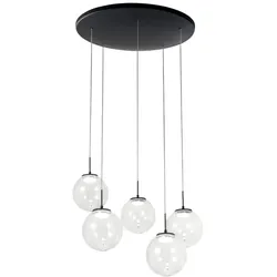 Ariel - Fabas Luce 5-flammige runde Pendelleuchte - 35 W dimmbare LED - Transparente runde Deckenrosette d. 50 cm
