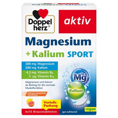Doppelherz Magnesium+Kalium Sport Brausetabletten 6x15 St