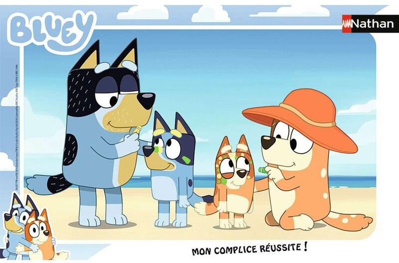 Puzzle cadre 15 pcs Bluey à la plage - Nathan