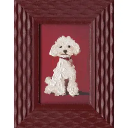 Gemälde WHITE DOG (BH 18x23 cm) - rot - BH 18x23 cm