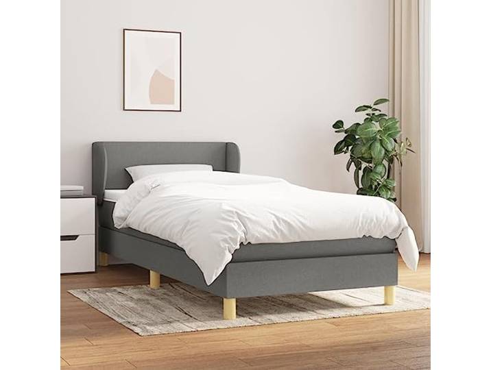 YNGBHFNOP Strapazierfähiger Stoff Boxspringbett mit verstellbarem Kopfteil Boxspringbett mit Matratze Dunkelgrau 100x200 cm Stoff Doppelbett mit verstellbarem Kopfteil Taschenfederkernmatratze Topper