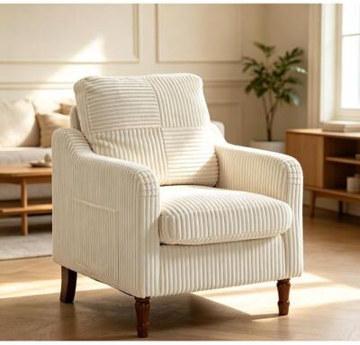 Kodotan sofa Accent Chair with Solid Wood Feet for Living Room, Mid Century Modern Accent Chairs Upholstered Comfy Chair