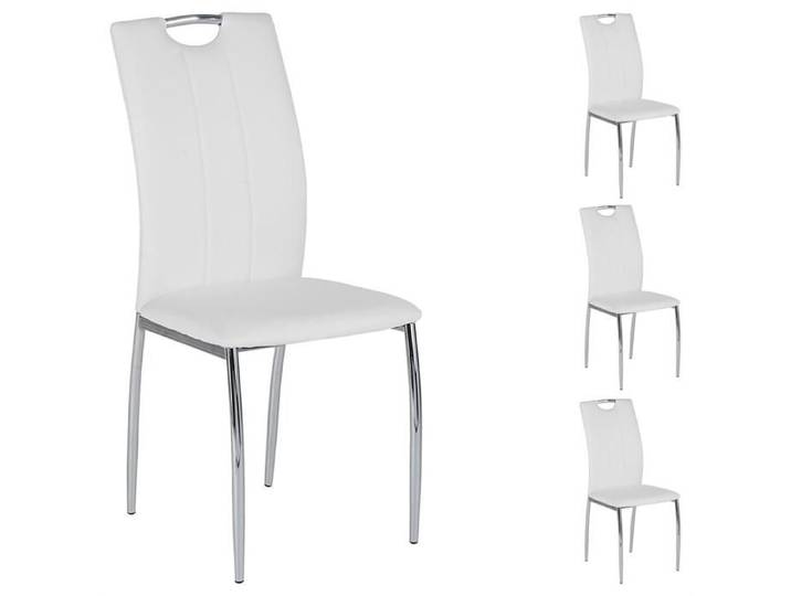 Lot de 4 chaises APOLLO assise synthétique blanc