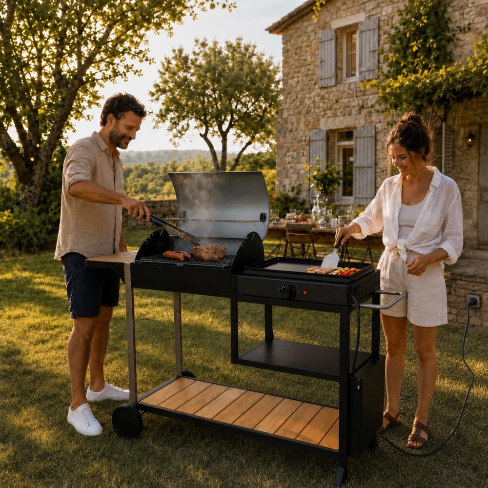 Somagic Barbecue plancha électrique fonte gris 61x41,5 cm Gris 157x104x157cm