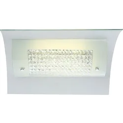 Deckenlampe Deckenleuchte Kristallleuchte Wohnzimmerlampe, Kristalle klar klassisch Glas satiniert, LED 15W 1100Lm neutralweiß, HxBxL 10,5x34x35cm