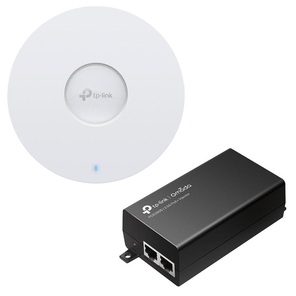 TP-Link Omada EAP772 BE9300 WiFi 7 Access Point zur Deckenmontage + TP-Link Omada POE260S Power Injector 2.5Gbps PoE+ Adapter 30W EAP772+POE260S