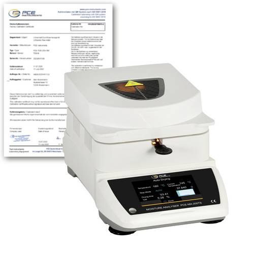PCE Instruments PCE-MA 200TS-ICA Feuchteanalysatorwaage PCE-MA 200TS-ICA kalibriert (ISO) Wägebereich (max.) 3.7kg Ablesbarkeit