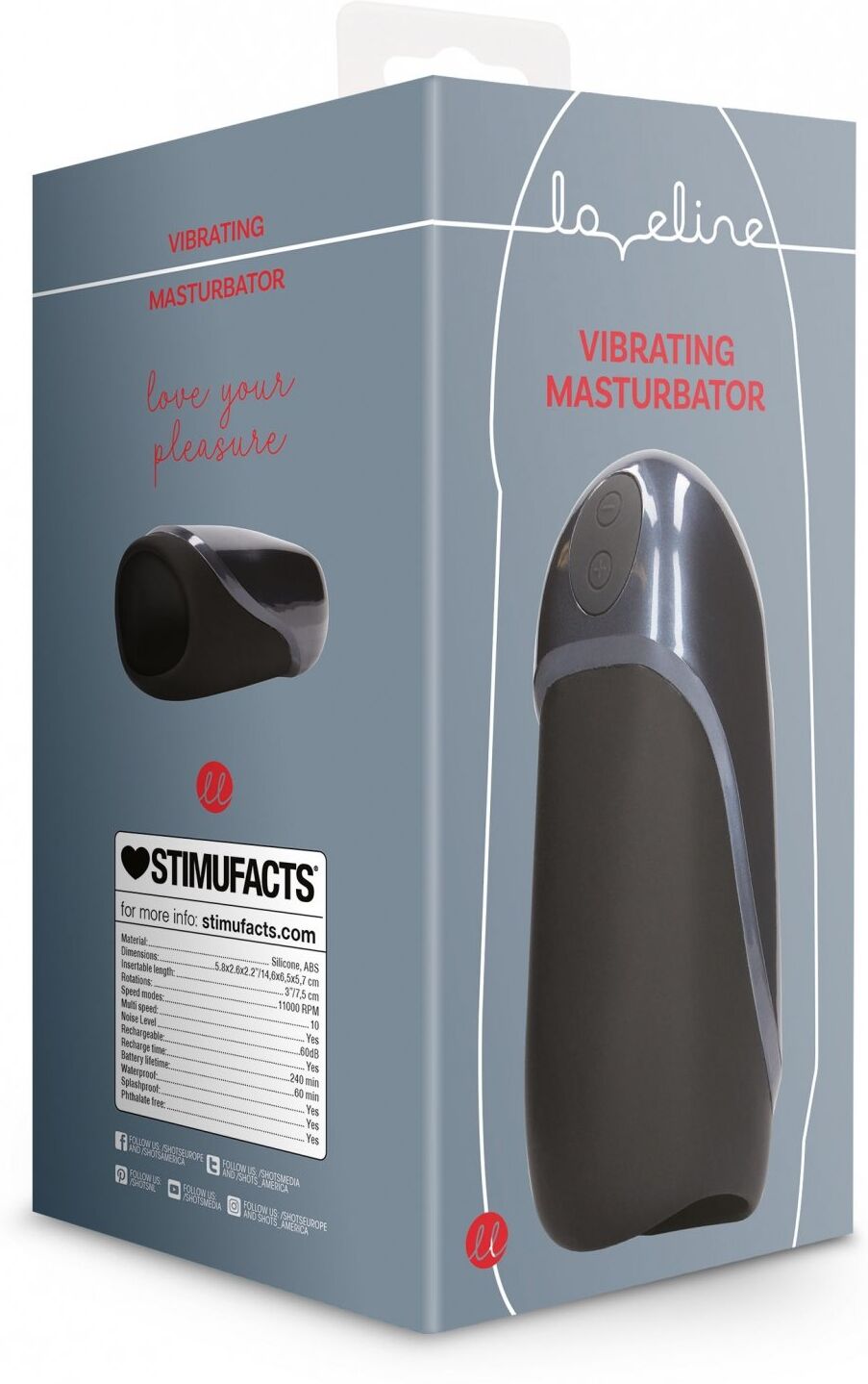 Loveline Masturbateur Sleeve USB rechargeable - Licorice Black