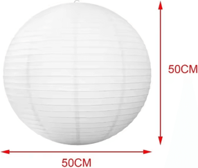Inspire Curations Classic Round Hanging Paper Lampshade For Soft, Elegant Ambient Lighting 50cm