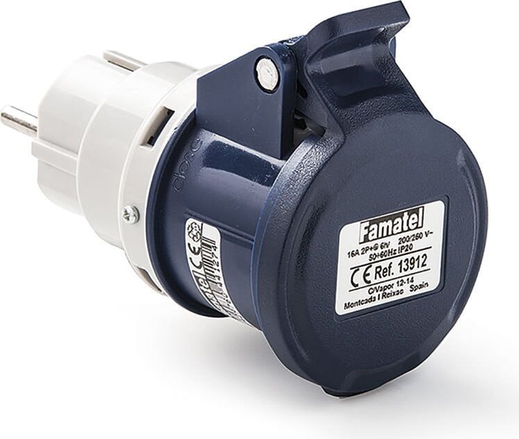Famatel 13912 2-polige stekker met aarding en TTL-stekkeradapter, zwart, universele maat, EU-stekker, 220V
