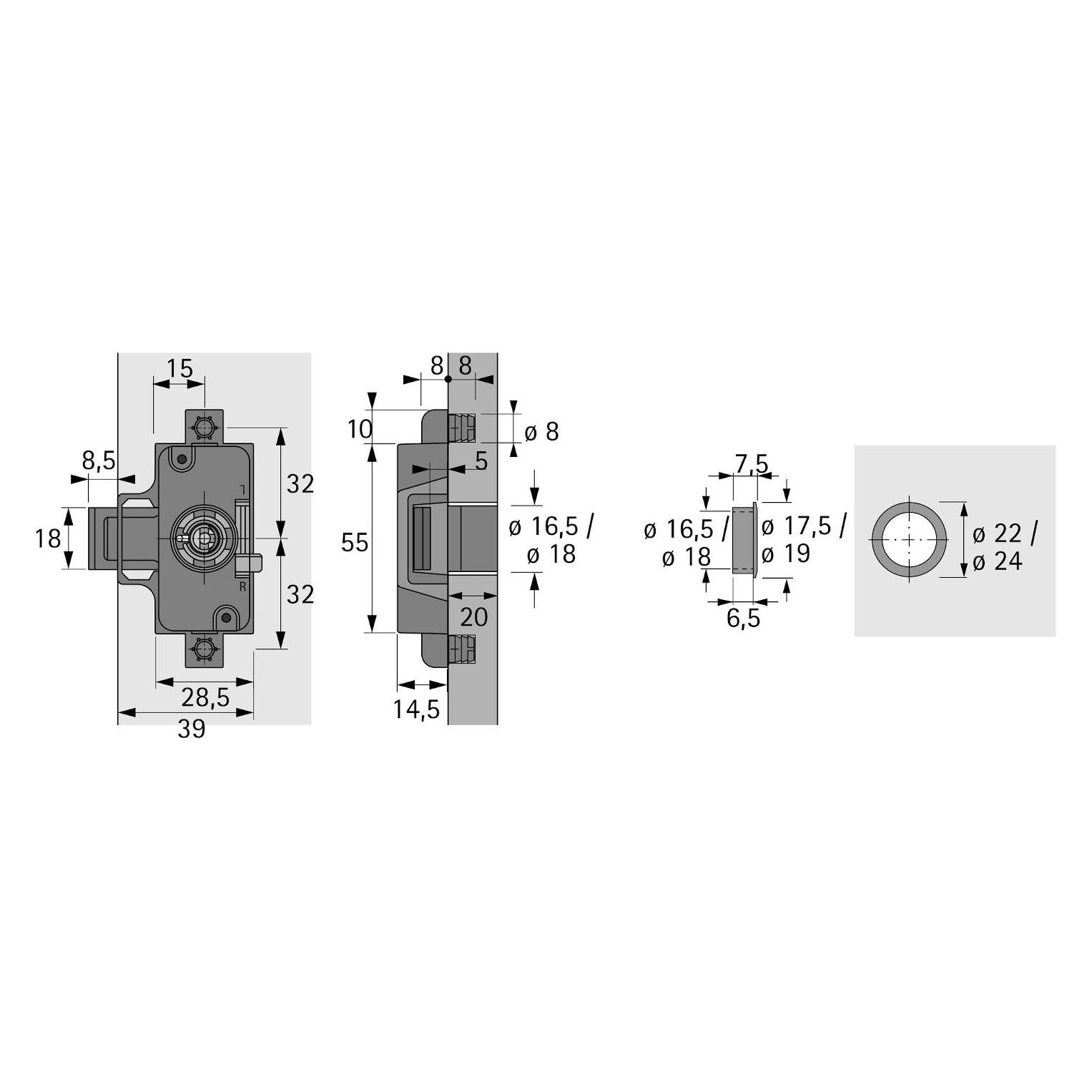 Hettich Zylinderdrehstangenschloss Prestige 2000 (913390900)