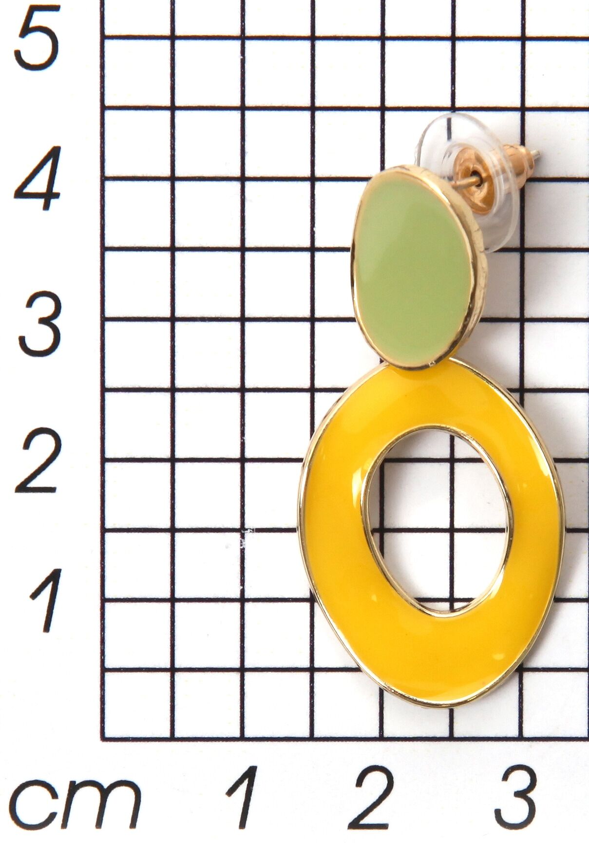 Paar Ohrstecker FIRETTI "Retro Design, trendig, mehrfarbig", bunt (gelbgoldfarben, grün, gelb), Ohrringe, Damen, Metall, Paar Ohrstecker, mit Emaille gelbgoldfarben, grün, gelb Metall