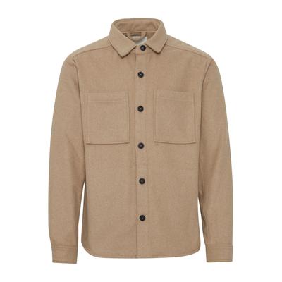 Langarmhemd SOLID "Langarmhemd SDTam", Herren, Gr. L, N-Gr, beige (humus), Obermaterial: 100% Polyester PES., Hemden