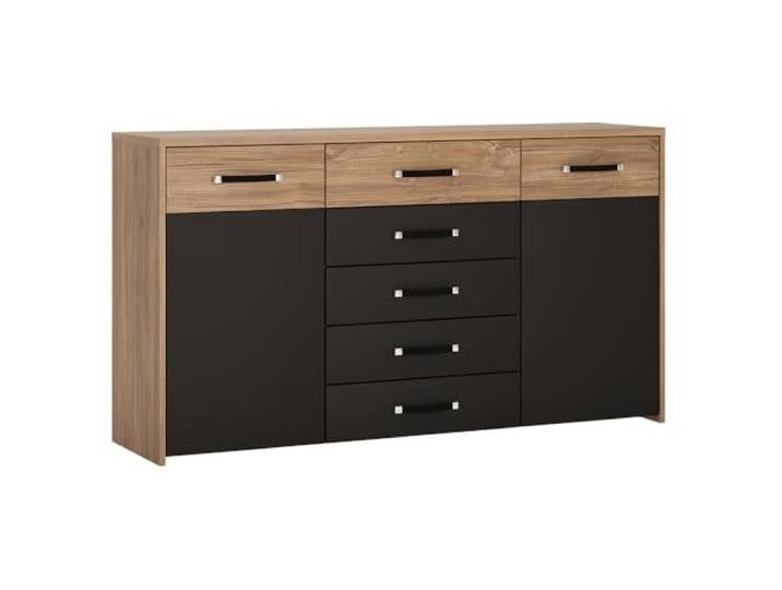 Lomadox Sideboard, Eiche mit schwarz matt