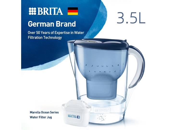 BRITA Filtre à eau domestique portable 3,5 L, bouilloire purificateur d'eau avec élément filtrant, réservoir de filtre à charbon actif