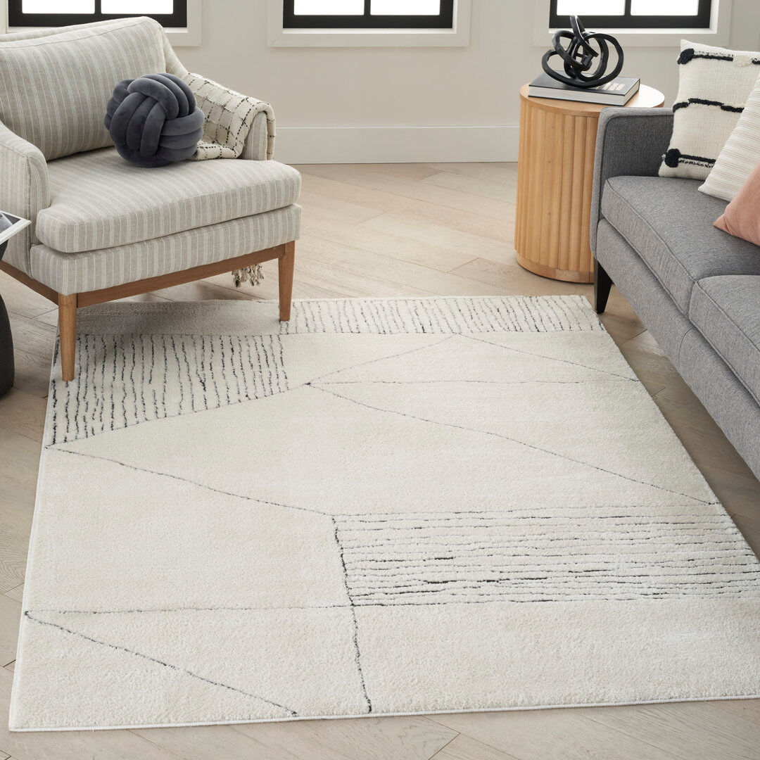 Gracie Oaks Hinkel Area Rug Ivory Black Rectangle 239 x 300cm