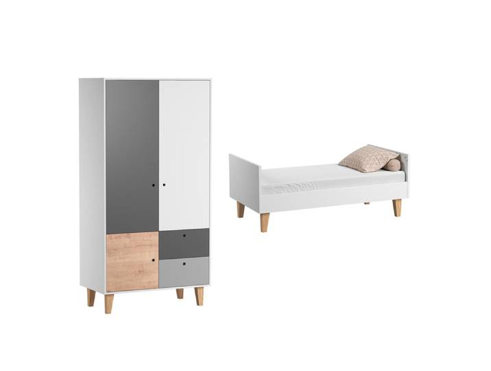 Lit bébé évolutif et Armoire Vox Concept Bois
