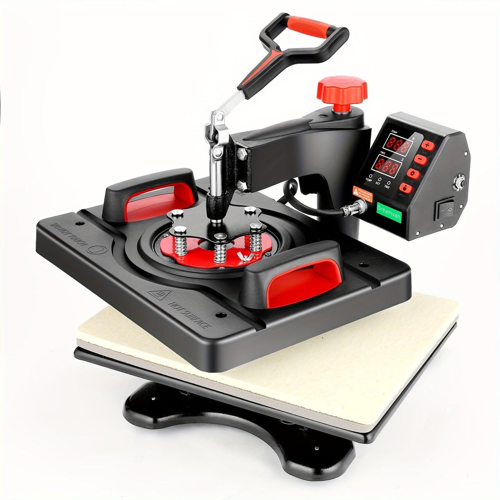 Selius 5-in-1 Hittepers voor Sublimatie - T-shirt, Mok en Pettenpers - Zwart - Swing-Away Ontwerp