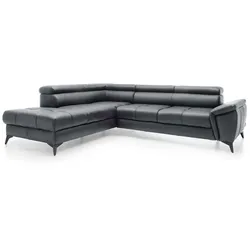 Ecksofa Mocca Leder Grau Anthrazit