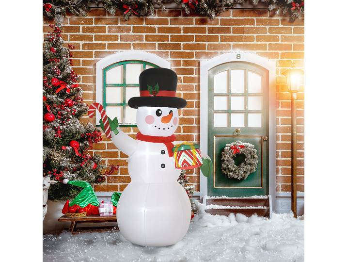 Outsunny Bonhomme de Neige Gonflable 180cm LED Intérieur/Extérieur
