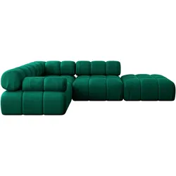 ECKSOFA modulares Sofa Felto-L1 - 285x190x70 cm Dunkelgrün Velours