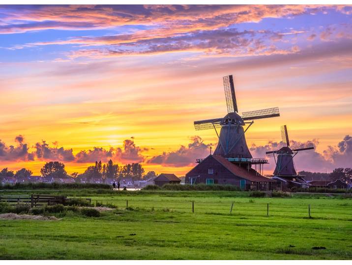 Fototapete PAPERMOON Dutch Windmills , bunt, B:2m L:1,49m, Vlies, Tapeten, Fototapete