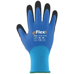 ASATEX Feinstrickhandschuhe E110 mit zweifacher Latexbeschichtung blau/schwarz Gr.9, 1Paar